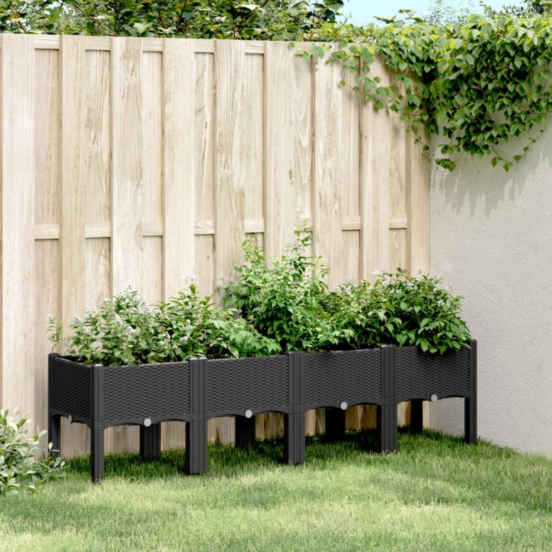 vidaXL Jardinera con patas PP negro 160x40x42 cm vidaXL Jardinera con patas PP negro 160x40x42 cm