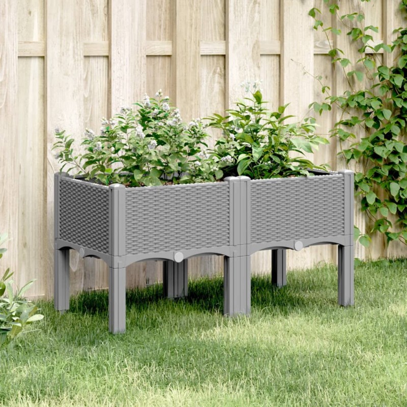 vidaXL Jardinera con patas PP gris claro 80x40x42 cm vidaXL Jardinera con patas PP gris claro 80x40x42 cm