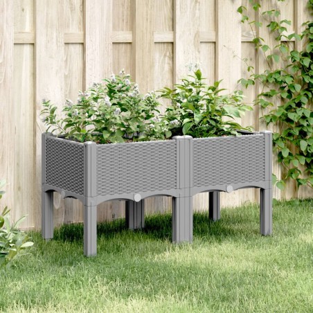 vidaXL Jardinera con patas PP gris claro 80x40x42 cm