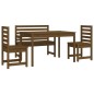 vidaXL Set de comedor de jardín 4 pzas madera maciza pino marrón miel vidaXL Set de comedor de jardín 4 pzas madera maciza pino marrón miel