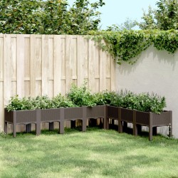 vidaXL Jardinera con patas PP marrón 200x160x42 cm