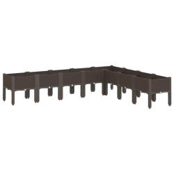 vidaXL Jardinera con patas PP marrón 200x160x42 cm