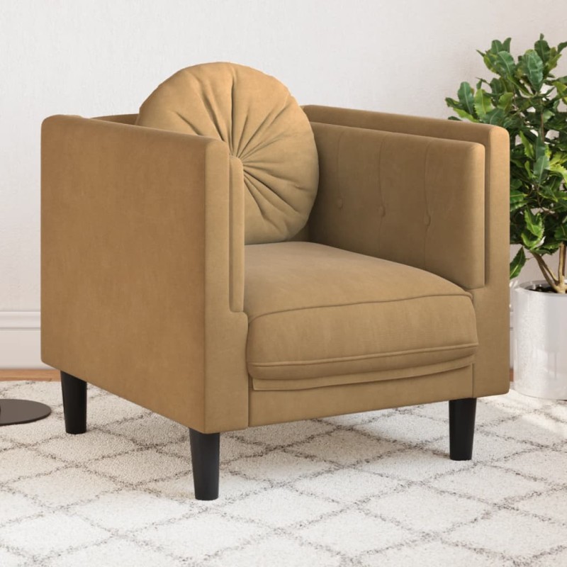 vidaXL Sillón con cojín terciopelo marrón vidaXL Sillón con cojín terciopelo marrón