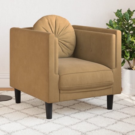 vidaXL Sillón con cojín terciopelo marrón
