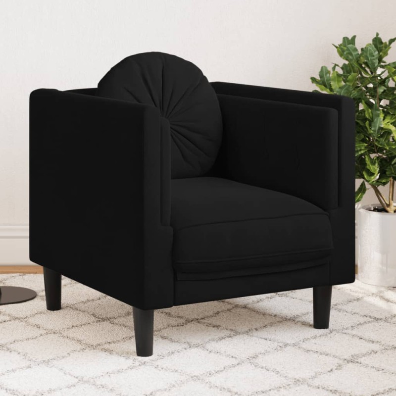 vidaXL Sillón con cojín terciopelo negro vidaXL Sillón con cojín terciopelo negro