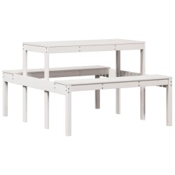 vidaXL Mesa de pícnic madera maciza de pino blanco 110x134x75 cm