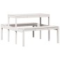 vidaXL Mesa de pícnic madera maciza de pino blanco 110x134x75 cm