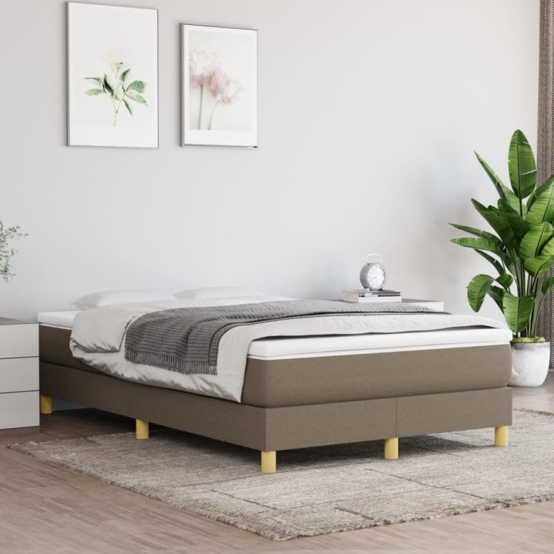 vidaXL Cama box spring con colchón tela gris taupe 120x200 cm vidaXL Cama box spring con colchón tela gris taupe 120x200 cm
