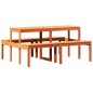 vidaXL Mesa de pícnic madera maciza de pino marrón cera 160x134x75 cm