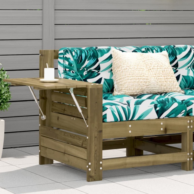 vidaXL Sofá de jardín con reposabrazo mesa auxiliar madera impregnada vidaXL Sofá de jardín con reposabrazo mesa auxiliar madera impregnada
