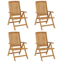 vidaXL Sillas de jardín reclinables 4 unidades madera maciza de teca