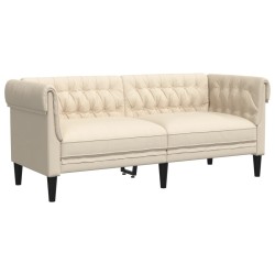 vidaXL Sofá chesterfield de 2 plazas tela crema