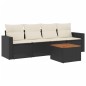 vidaXL Set de muebles de jardín 5 pzas y cojines ratán sintético negro vidaXL Set de muebles de jardín 5 pzas y cojines ratán sintético negro