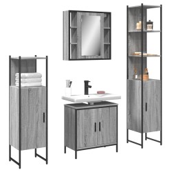 vidaXL Set de armario de baño 4 pzas madera contrachapada gris sonoma