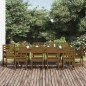 vidaXL Set de comedor de jardín 11 pzas madera maciza pino marrón miel vidaXL Set de comedor de jardín 11 pzas madera maciza pino marrón miel