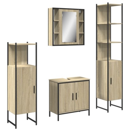 vidaXL Juego de muebles de baño 4 pzas madera ingeniería roble Sonoma