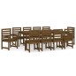 vidaXL Set de comedor de jardín 11 pzas madera maciza pino marrón miel vidaXL Set de comedor de jardín 11 pzas madera maciza pino marrón miel