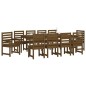 vidaXL Set de comedor de jardín 11 pzas madera maciza pino marrón miel vidaXL Set de comedor de jardín 11 pzas madera maciza pino marrón miel