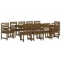 vidaXL Set de comedor de jardín 11 pzas madera maciza pino marrón miel vidaXL Set de comedor de jardín 11 pzas madera maciza pino marrón miel