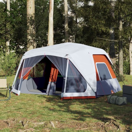 vidaXL Tienda de campaña con LED tela opaca impermeable gris y naranja