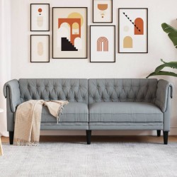 vidaXL Sofá Chesterfield de 3 plazas tela gris claro