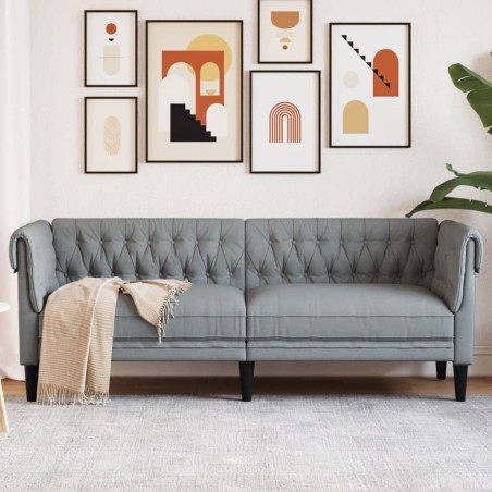 vidaXL Sofá Chesterfield de 3 plazas tela gris claro