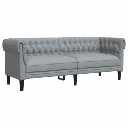 vidaXL Sofá Chesterfield de 3 plazas tela gris claro