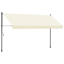 vidaXL Toldo retráctil de tela y acero crema 350x150 cm