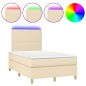 vidaXL Cama box spring con colchón y luces LED tela crema 120x190 cm vidaXL Cama box spring con colchón y luces LED tela crema 120x190 cm