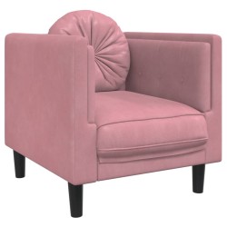vidaXL Sillón con cojín terciopelo rosa