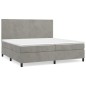 vidaXL Cama box spring con colchón terciopelo gris claro 200x200 cm
