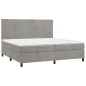 vidaXL Cama box spring con colchón terciopelo gris claro 200x200 cm