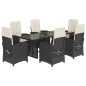 vidaXL Set de comedor de jardín 7 pzas y cojines ratán sintético negro vidaXL Set de comedor de jardín 7 pzas y cojines ratán sintético negro