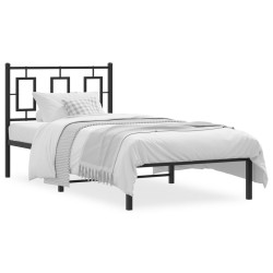 vidaXL Estructura de cama con cabecero metal negro 90x190 cm