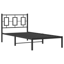 vidaXL Estructura de cama con cabecero metal negro 90x190 cm