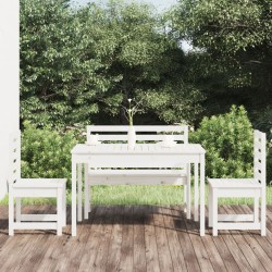 vidaXL Juego de comedor de jardín 4 piezas madera maciza pino blanco