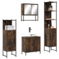 vidaXL Set de muebles baño 4 pzas madera contrachapada roble ahumado