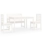 vidaXL Juego de comedor de jardín 4 piezas madera maciza pino blanco vidaXL Juego de comedor de jardín 4 piezas madera maciza pino blanco