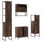 vidaXL Set de muebles baño 4 pzas madera contrachapada roble ahumado