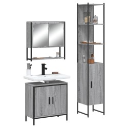 vidaXL Set de muebles de baño 3 pzas madera contrachapada gris sonoma