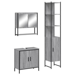 vidaXL Set de muebles de baño 3 pzas madera contrachapada gris sonoma