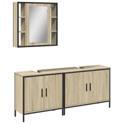 vidaXL Set de muebles de baño 3 pzas madera contrachapada roble sonoma