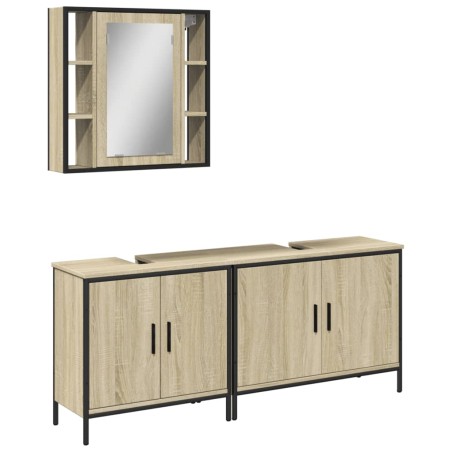 vidaXL Set de muebles de baño 3 pzas madera contrachapada roble sonoma