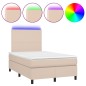 vidaXL Cama box spring colchón LED cuero sintético capuchino 120x190cm