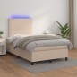 vidaXL Cama box spring colchón LED cuero sintético capuchino 120x190cm
