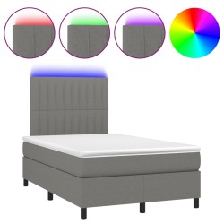 vidaXL Cama box spring con colchón y LED tela marrón oscuro 120x190 cm