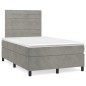 vidaXL Cama box spring colchón y LED terciopelo gris claro 120x190 cm vidaXL Cama box spring colchón y LED terciopelo gris claro 120x190 cm