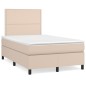 vidaXL Cama box spring colchón LED cuero sintético capuchino 120x190cm vidaXL Cama box spring colchón LED cuero sintético capuchino 120x190cm