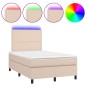 vidaXL Cama box spring colchón LED cuero sintético capuchino 120x190cm vidaXL Cama box spring colchón LED cuero sintético capuchino 120x190cm
