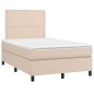vidaXL Cama box spring colchón LED cuero sintético capuchino 120x190cm vidaXL Cama box spring colchón LED cuero sintético capuchino 120x190cm